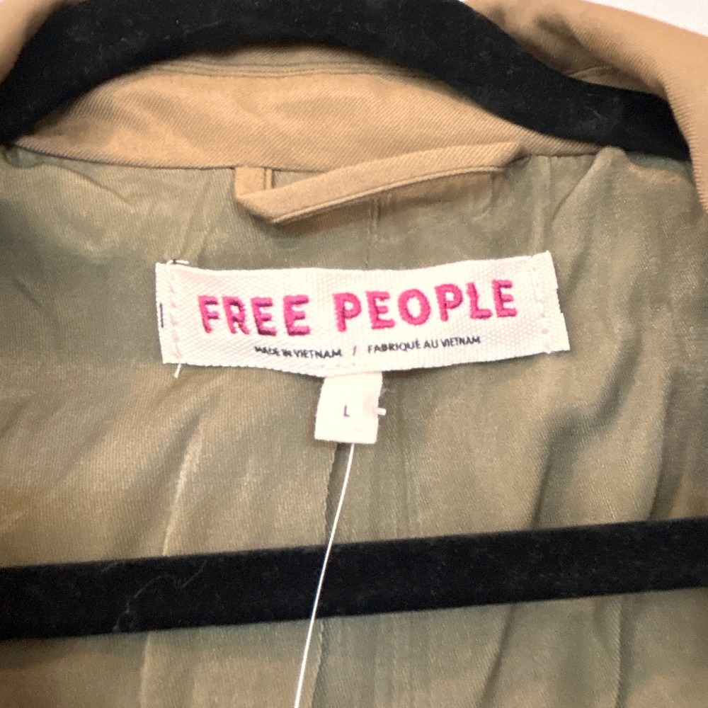 Free People Bowie Tan Oversized Blazer Two Button Longline Jacket Womens Size L - Picture 5 of 14